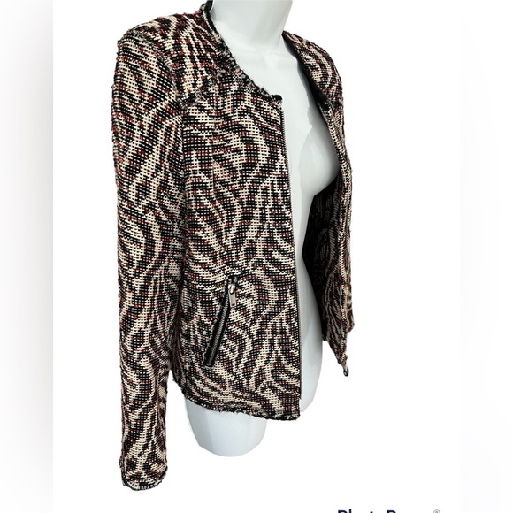Zara Woman black white and red animal print zipper jacket blazer size XS - Picture 3 of 9